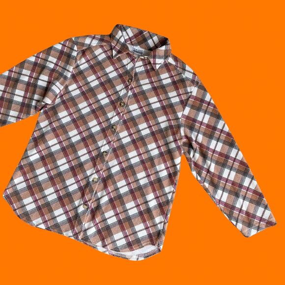 90's vintage plaid button up long sleeve collared blouse MEDIUM basic editions - Picture 2 of 7